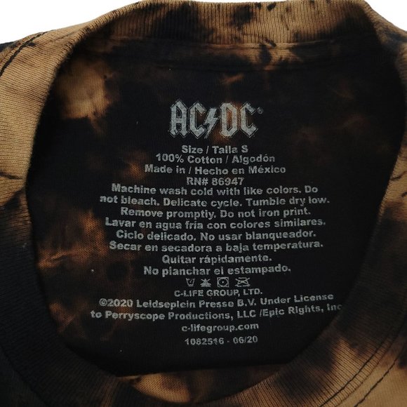 ACDC AC/DC Highway To Hell T Shirt Adult S Tie Dye Metal Rock Black Bleach Wash - Picture 8 of 8